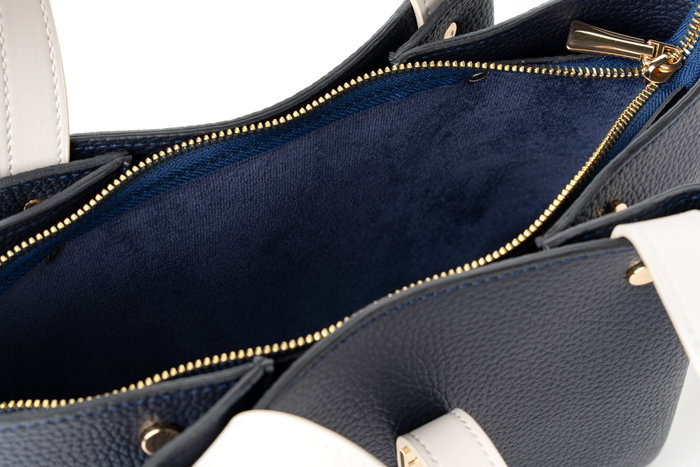 Vince Camuto Bolso de Mano Piel de Polivinilo Azul Oscuro, Crema